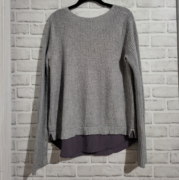 Joie Faux Overlay Wool Blend Sweater Grey size M - Picture 3 of 8